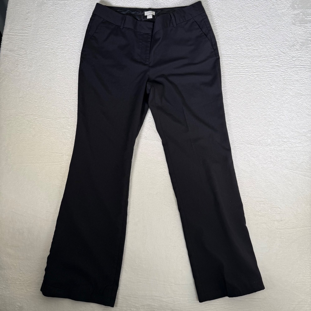 JCrew Womens 100% Wool Straight Leg Trousers Black Size 12 Dress Pants‎ Business